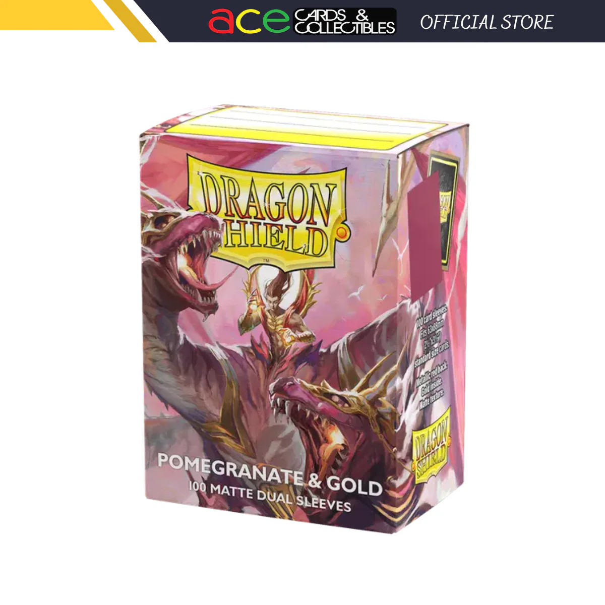 Dragon Shield Sleeve Dual Matte Standard Size 100pcs - Pomegranate & Gold