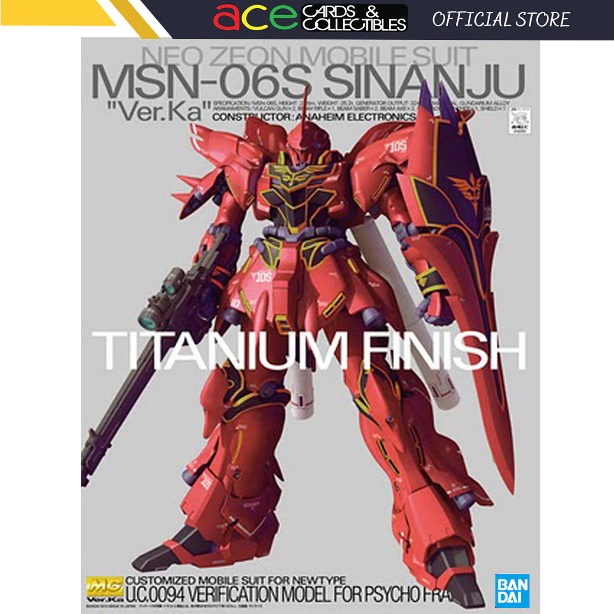 Gunpla MG 1/100 Sinanju Ver.Ka Titanium Finish