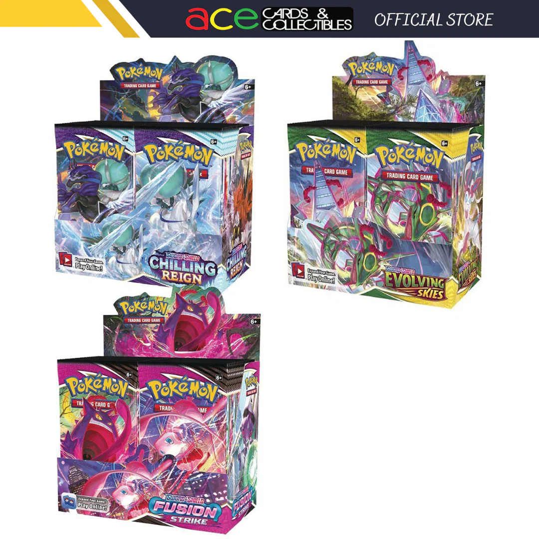 Pokemon TCG:  Sword & Shield - Booster Box - [ SS06 Chilling Reign / SS07 Evolving Skies / SS08 Fusion Strike ]