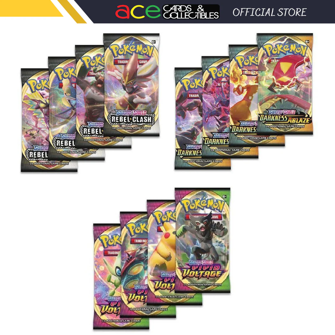 Pokemon TCG: Sword & Shield - Booster Pack - [ SS02 Rebel Clash / SS03 Darkness Ablaze / SS04 Vivid Voltage ]